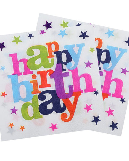 Set 10 Servetele de Masa, Colectia Happy Birthday, 32 x 32 cm, din Hartie