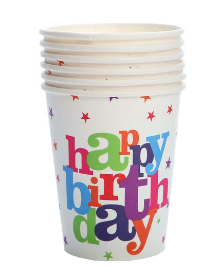 6 Pahare de Carton, Colectia Happy Birthday,230 ml
