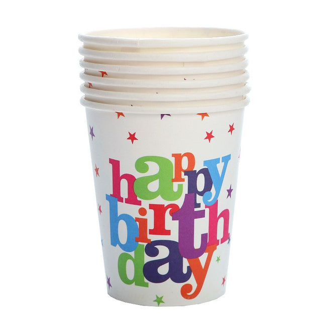 6 Pahare de Carton, Colectia Happy Birthday,230 ml