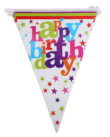 10 Stegulete Tip Banner, Colectia Happy Birthday, Lungime, din Hartie Cretata