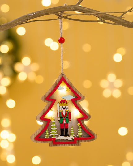 Ornament de Brad, cu Lumini LED, din Lemn, Figurina Spargatorul de Nuci, Model Brad