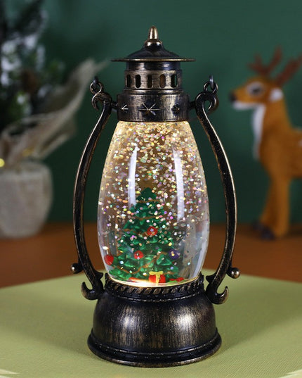 Decoratiune Luminoasa, Felinar de Craciun, cu Lumina LED, Ornament Model Lampa cu Ulei Brad de Craciun, cu Maner