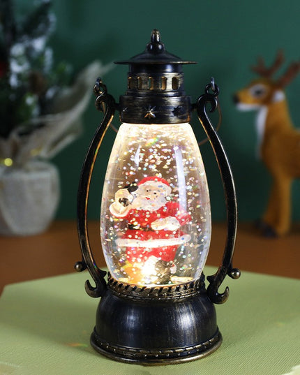 Decoratiune Luminoasa, Felinar de Craciun, cu Lumina LED, Ornament Model Lampa cu Ulei Mos Craciun, cu Maner