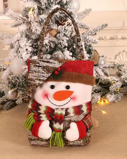 Geanta pentru Cadouri de Craciun, Model Om de Zapada, Decoratiune Sarbatori