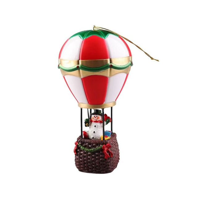 Decoratiune de Craciun tip Balon cu Aer Cald, Balon cu Om de Zapada, din Rasina, Model Balon cu Aer Cald si Om de Zapada Iluminare LED