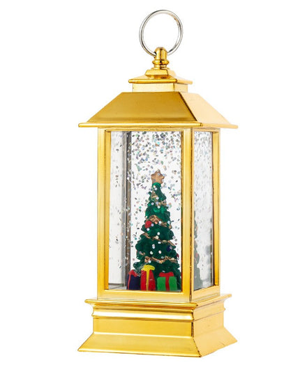 Decoratiune Luminoasa, Felinar de Craciun, cu Lumina LED, Ornament Model Brad de Craciun, 5.3x5.3x13 cm