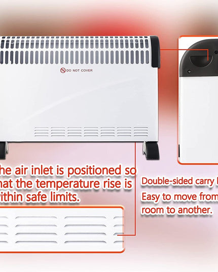 Convector Electric Clasic, 2000W, 3 Trepte de Putere, Termostat