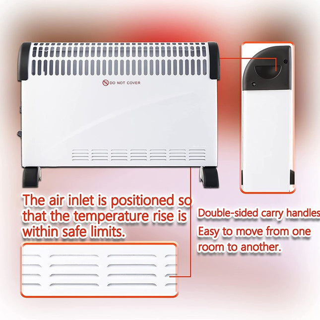 Convector Electric Clasic, 2000W, 3 Trepte de Putere, Termostat