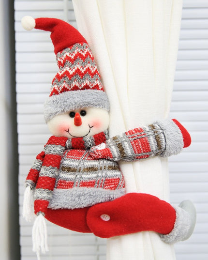 Clema pentru Perdea si Draperii, Model Om de Zapada, din Panza, Prindere din Velcro