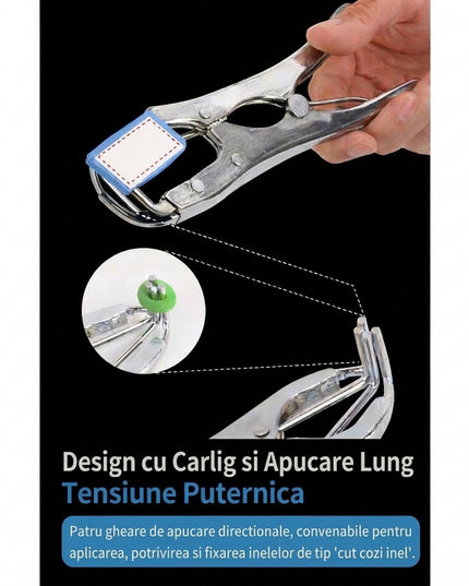 Cleste Pentru Castrarea Animalelor, Set Cu 1000 Inele Elastice, Control Temperatura 40 Grade, 3.5 W, 21 x 6 cm