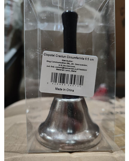 Clopotel de Craciun Metalic, Maner din Lemn, Circumferinta , Lungime