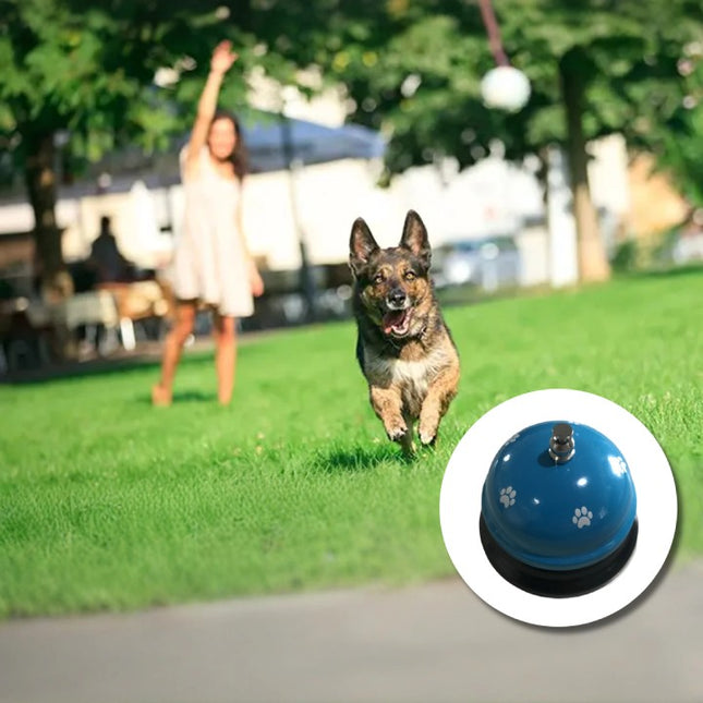 Clopotel Metalic Multifunctional, Alastru cu Imprimeu Labuta Alba,Dresaj, Receptie, Restaurante