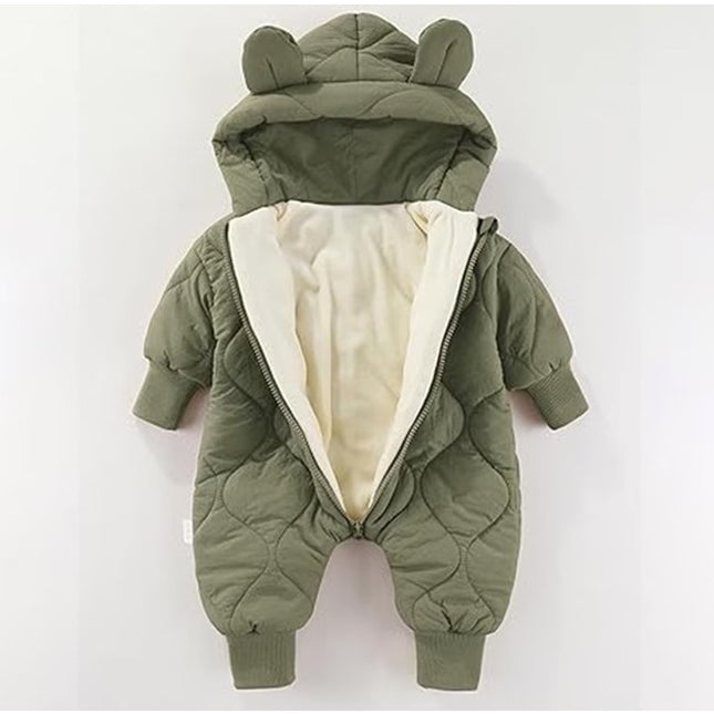 Combinezon de Iarna, pentru Bebelusi, din Bumbac, cu Urechi, Mansete Elastice, Unisex