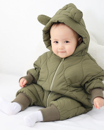 Combinezon de Iarna, pentru Bebelusi, din Bumbac, cu Urechi, Mansete Elastice, Unisex