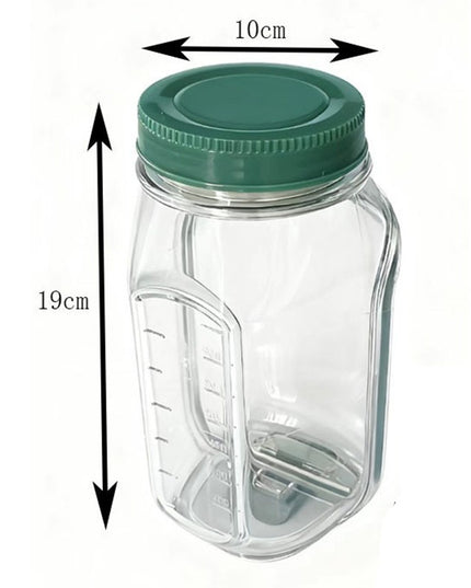 Container Caserola pentru Salata,, Borcan pentru Salata, din PP, Gradat in ml, 1L, 19 x 10 x 10 cm, Capac , Transparenta