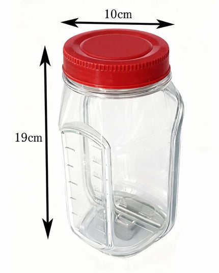 Container Caserola pentru Salata,, Borcan pentru Salata, din PP, Gradat in ml, 1L, 19 x 10 x 10 cm, Capac , Transparenta