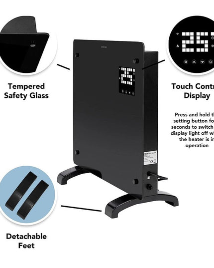 Convector Electric, Flippry, 2000W, Wi-Fi, Termostat, afisaj LED, Touch Screen, Control din Telefon