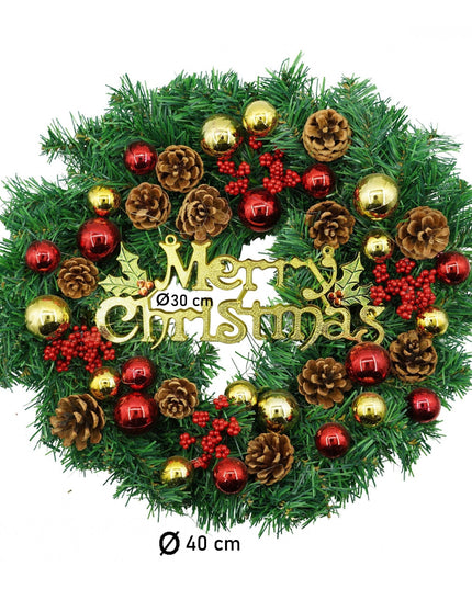 Coronita de Craciun pentru usa, - , 40 cm, PVC, Artificiala, Decorata, Interior/Exterior