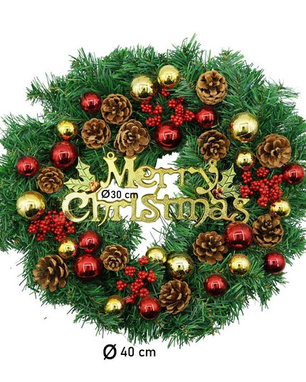 Coronita de Craciun pentru usa, - , 40 cm, PVC, Artificiala, Decorata, Interior/Exterior