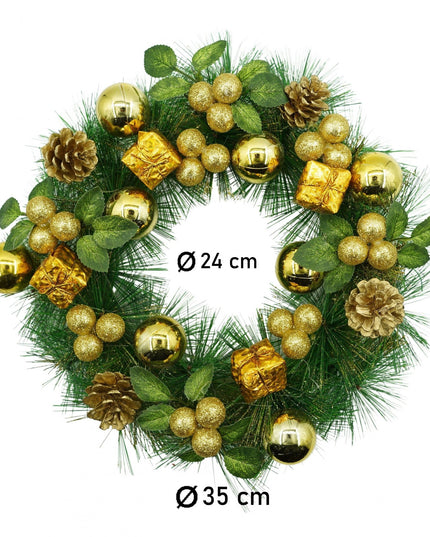 Coronita de Craciun pentru usa, - , 40 cm, PVC, Artificiala, Decorata, Interior/Exterior