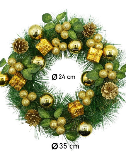 Coronita de Craciun pentru usa, - , 40 cm, PVC, Artificiala, Decorata, Interior/Exterior