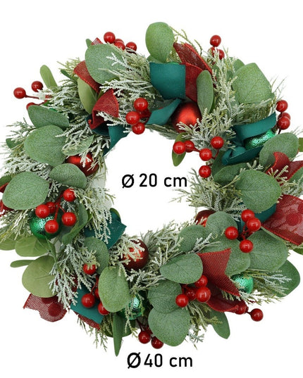 Coronita de Craciun pentru usa, - , 40 cm, PVC, Artificiala, Decorata, Interior/Exterior