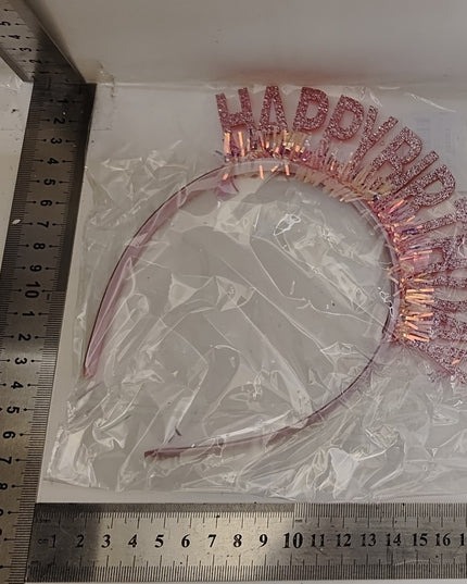 Coronita Decorativa pentru Petreceri, Tema Aniversare, Model Happy Birthday, Marime Universala, Rose