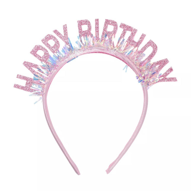 Coronita Decorativa pentru Petreceri, Tema Aniversare, Model Happy Birthday, Marime Universala, Rose