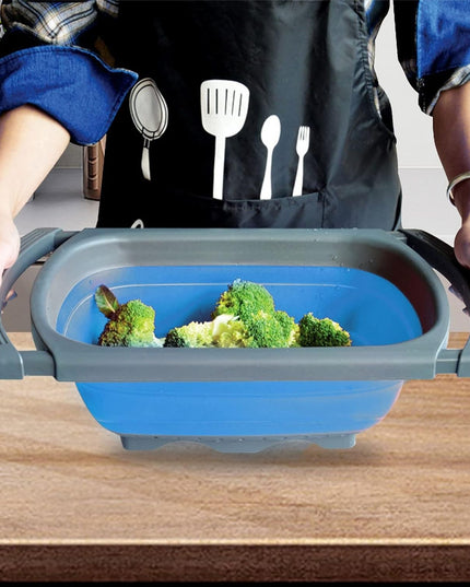 Cos de Scurgere Retractabil pentru Chiuveta, cu Filtru, pentru Fructe si Legume, de Uz Casnic,Design Extensibil pana la , cu Manere de Prindere