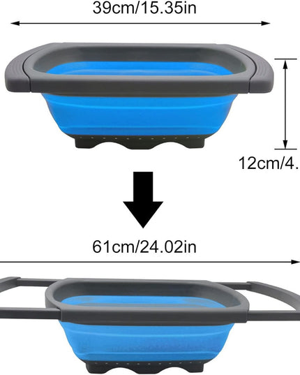 Cos de Scurgere Retractabil pentru Chiuveta, cu Filtru, pentru Fructe si Legume, de Uz Casnic,Design Extensibil pana la , cu Manere de Prindere
