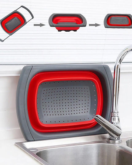 Cos de Scurgere Retractabil pentru Chiuveta, cu Filtru, pentru Fructe si Legume, de Uz Casnic,Design Extensibil pana la , cu Manere de Prindere