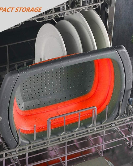 Cos de Scurgere Retractabil pentru Chiuveta, cu Filtru, pentru Fructe si Legume, de Uz Casnic,Design Extensibil pana la , cu Manere de Prindere