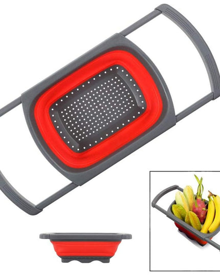 Cos de Scurgere Retractabil pentru Chiuveta, cu Filtru, pentru Fructe si Legume, de Uz Casnic,Design Extensibil pana la , cu Manere de Prindere