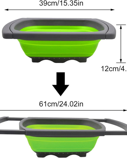 Cos de Scurgere Retractabil pentru Chiuveta, cu Filtru, pentru Fructe si Legume, de Uz Casnic,Design Extensibil pana la , cu Manere de Prindere