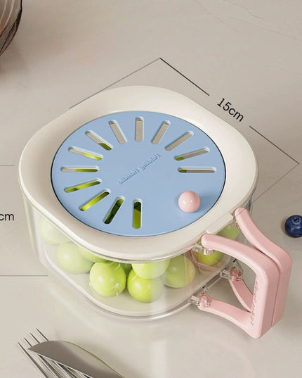 Cos de Scurgere pentru Fructe 2 in 1, din Plastic Durabil, Filtru Telescopic, Scurgator de Fructe si Legume, pentru Uz Casnic, 15 x 15 x 8.5 cm, /