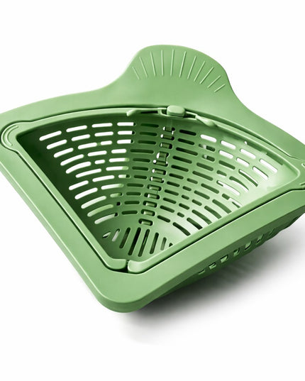 Cos Scurgere Chiuveta, Strecuratoare Triunghiulara pentru Bucatarie, Suport Depozitare, Cos Perforat, Clatire cu Jet de Apa, 23 x 9.5x 6 cm