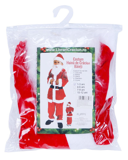 Costum Mos Craciun ® Baiat, 1-3 ani, 5 piese, aproximativ , Catifea