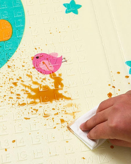 Covoras pentru Copii, cu 2 Fete, Model Casute in Copaci/Iepurasi, din XPE+PE, Impermeabil, Antiderapant, Protectie Termica, +3 Luni, Pliabil