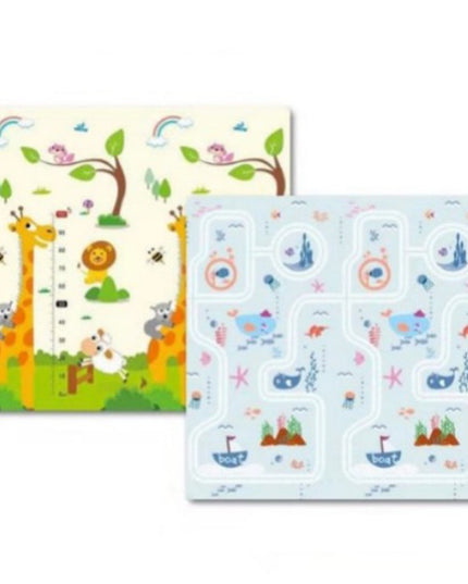 Covoras de Joaca pentru Copii Termic cu 2 Fete, Model Girafe si Calatorie pe Mare, cu Spuma, Impermeabil, Antiderapant, x x