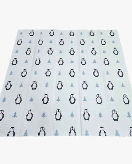 Covoras de Joaca pentru Copii Termic cu 2 Fete, Model Girafe si Pinguini, cu Spuma, Impermeabil, Antiderapant, x x