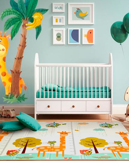 Covoras de Joaca pentru Copii Termic cu 2 Fete, Model Girafe si Pinguini, cu Spuma, Impermeabil, Antiderapant, x x