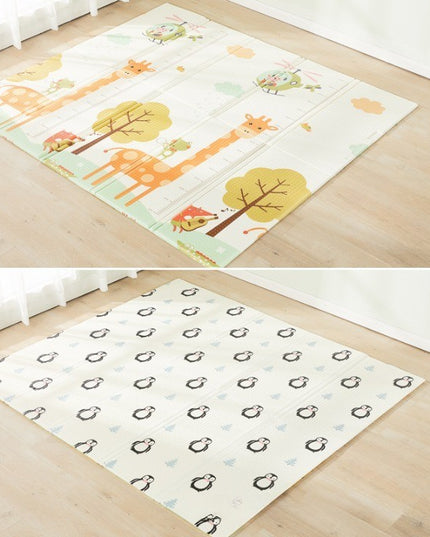 Covoras de Joaca pentru Copii Termic cu 2 Fete, Model Girafe si Pinguini, cu Spuma, Impermeabil, Antiderapant, x x