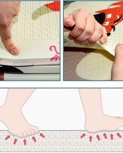 Covoraș de Joaca pentru Copii Termic cu 2 Fete, Model Lumea Animalelor si Calatorie pe mare, cu Spuma, Impermeabil, Antiderapant