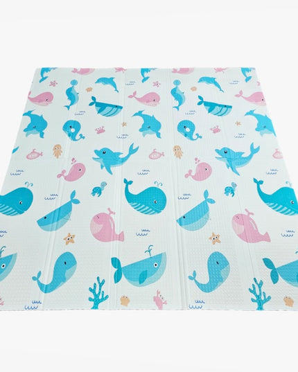 Covoras de Joaca pentru Copii Termic cu 2 Fete, Model Ursuleți si Delfini, cu Spuma, Impermeabil, Antiderapant, x x