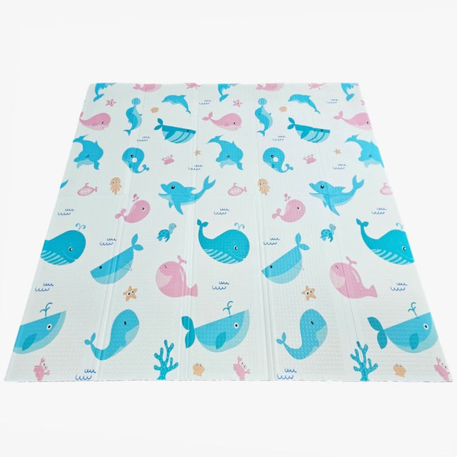 Covoras de Joaca pentru Copii Termic cu 2 Fete, Model Ursuleți si Delfini, cu Spuma, Impermeabil, Antiderapant, x x