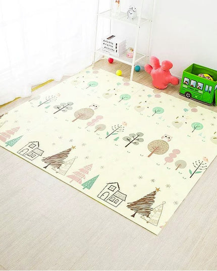 Covoras de Joaca pentru Copii Termic cu 2 Fete, Model Vulpi si Pista de Masini, cu Spuma, Impermeabil, Antiderapant, x x