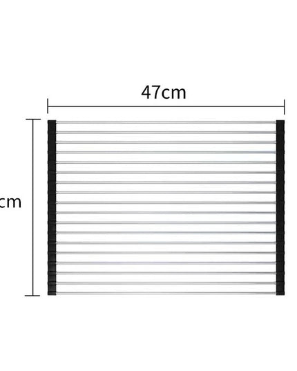 Covoras de Scurgere pentru Chiuveta Bucatarie, din Otel Inoxidabil, Suport Chiuveta, Pliabil, Antiderapant, Usor de Curatat si de Depozitat,18 Tuburi