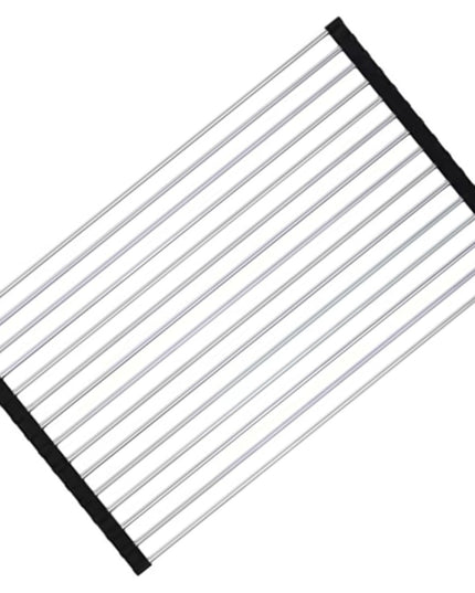 Covoras de Scurgere pentru Chiuveta Bucatarie, din Otel Inoxidabil, Suport Chiuveta, Pliabil, Antiderapant, Usor de Curatat si de Depozitat,15 Tuburi