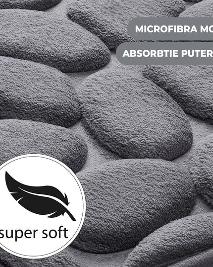 Covoras pentru Baie Antiderapant, Uscare Rapida, Model 3D Piatra