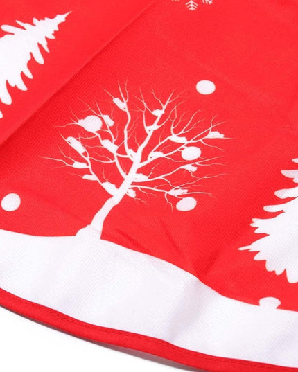 Covoras pentru Bradul de Craciun, din Tesatura Pufoasa, cu Fundite de Prindere, Model Brazi